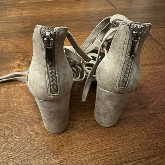 Sam Edelman Yarina Suede Laceup Block Heel Size 8 taupe - Picture 6 of 10
